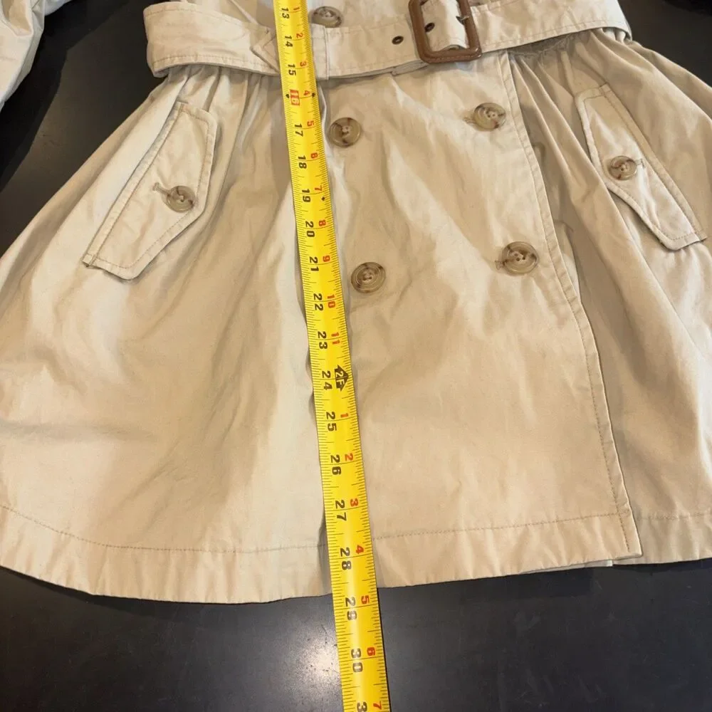 Ralph Lauren Polo Big Girls Lightweight Princess Trench Coat 12 Tan Belt Collar